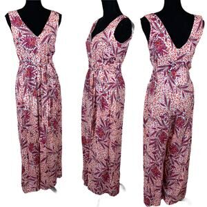biancoghiaccio Pink Paisley Floral Wide Leg Jumpsuit SMALL Italian Designer NEW